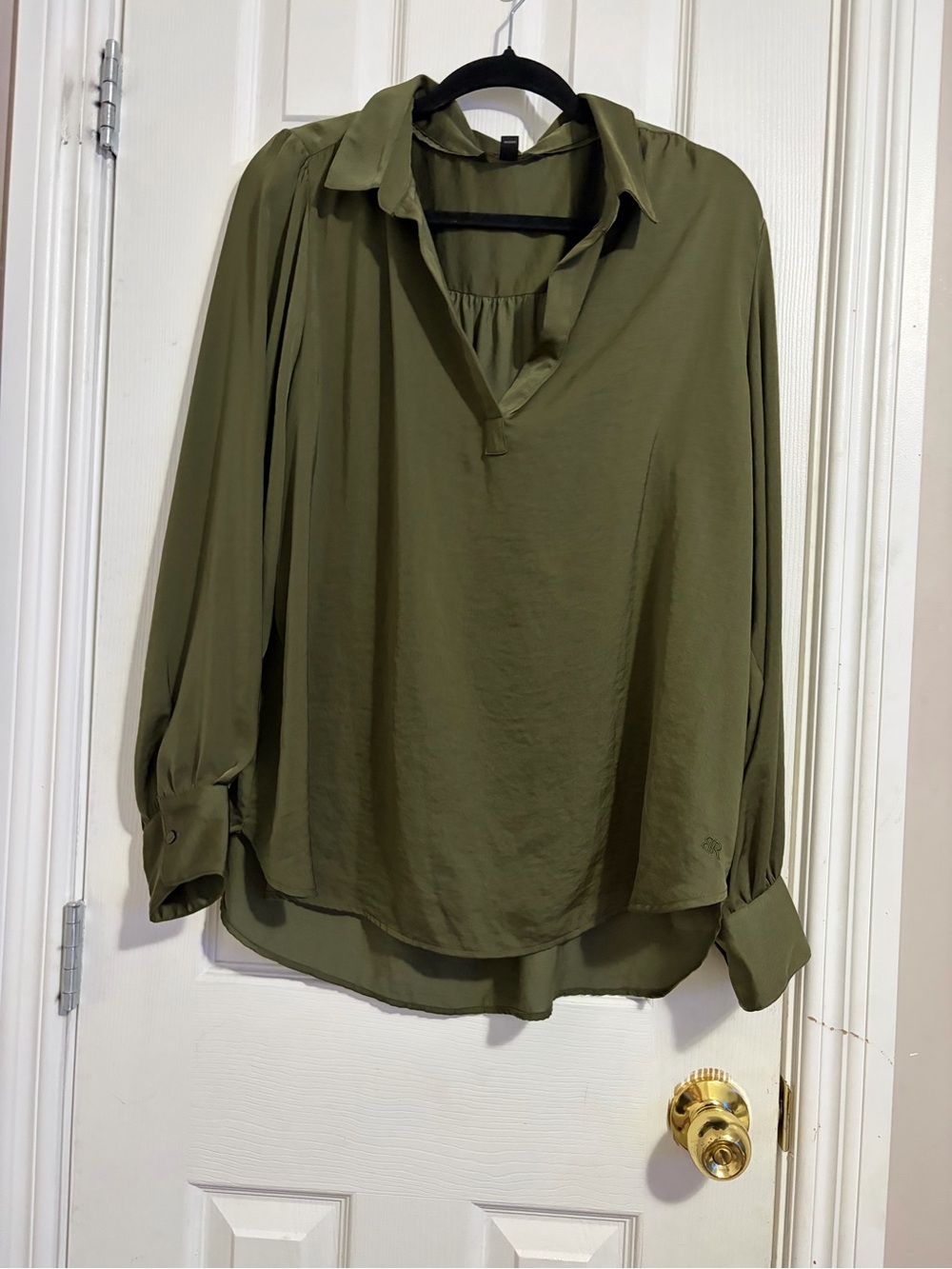Banana Republic Olive Green Button-Front Blouse